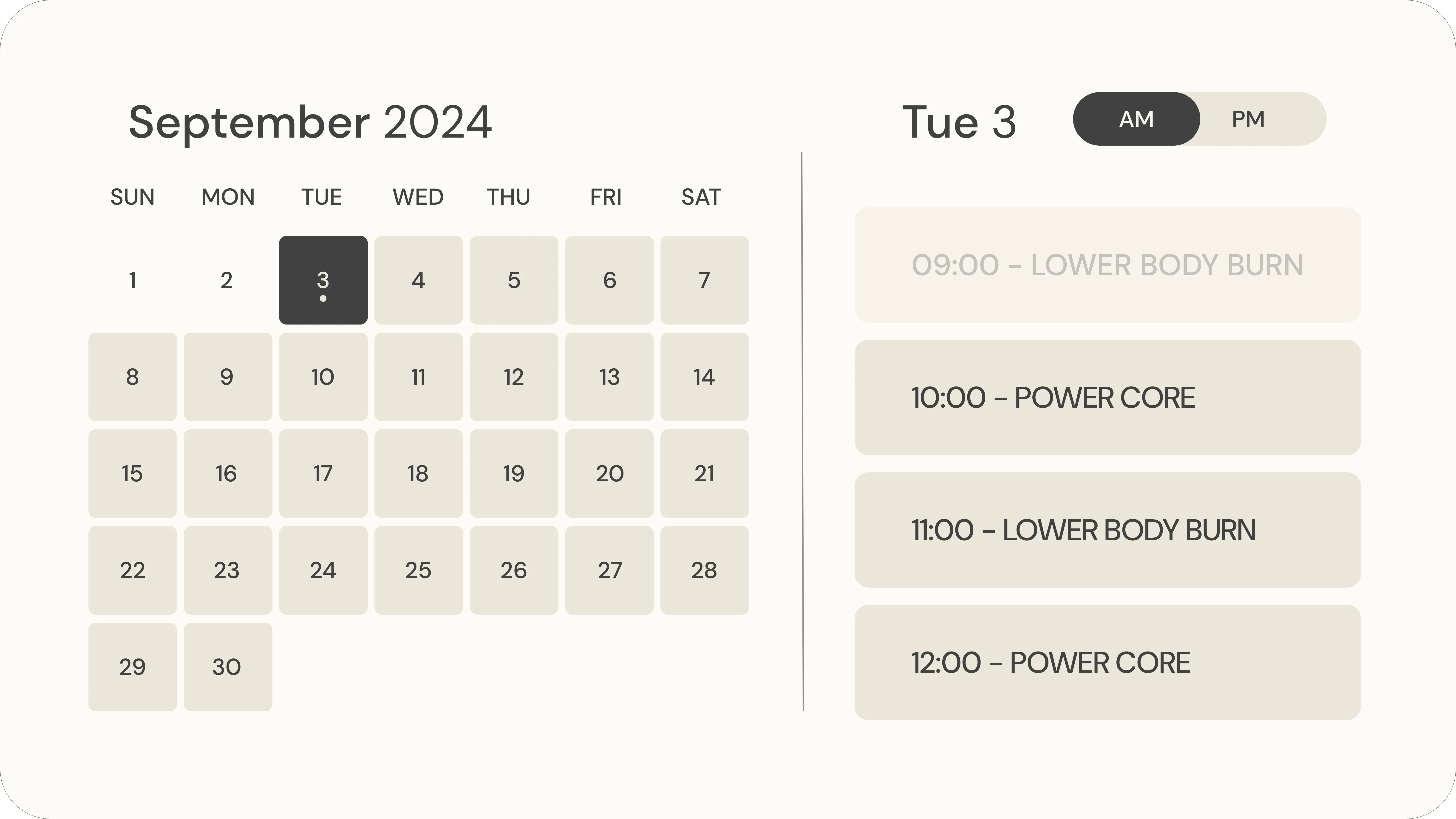 Reformer Calendar Demo